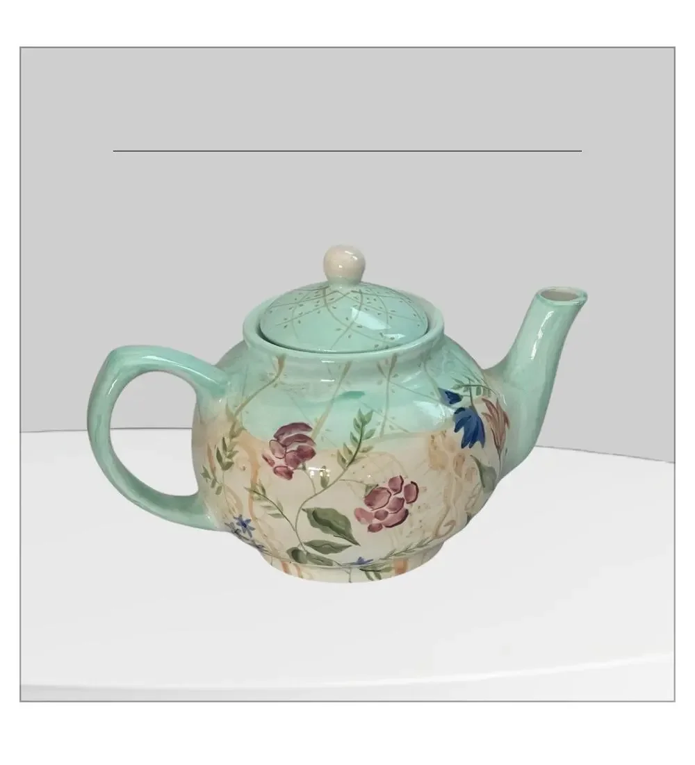 Crate And Barrel Ceramic Teapot 6 Cups Floral Design Victoria